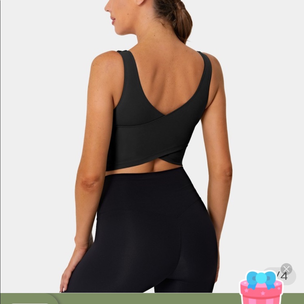 Halara In My Feels V Back Crossover Workout Cropped Tank Top